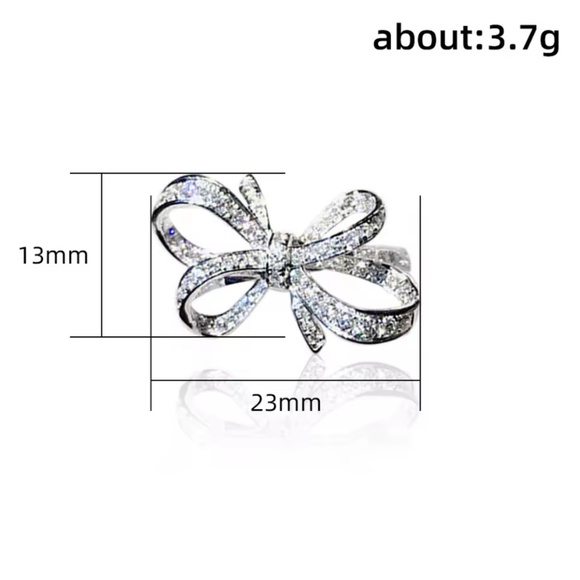 Bow Shape Cubic Zirconia Wedding Band Ring Women Size 6–10 - Picture 6 of 6